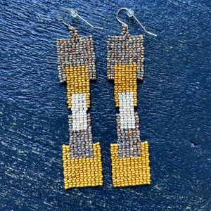 Handmade beaded earrings -yellow